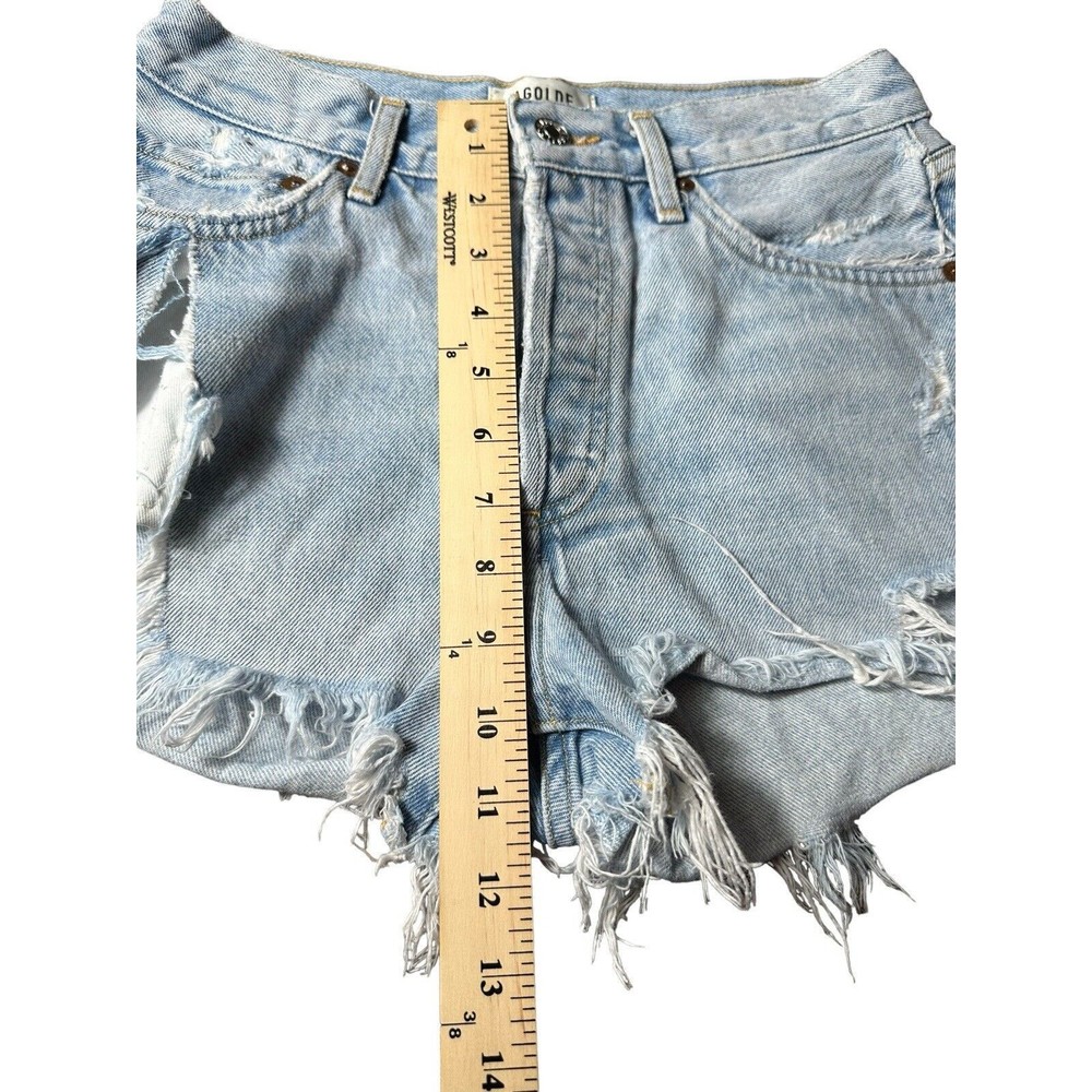 Agolde Jean Shorts Size 25 Women’s Blue Denim Parker Button Fly Distressed AB8-3 - Picture 8 of 9